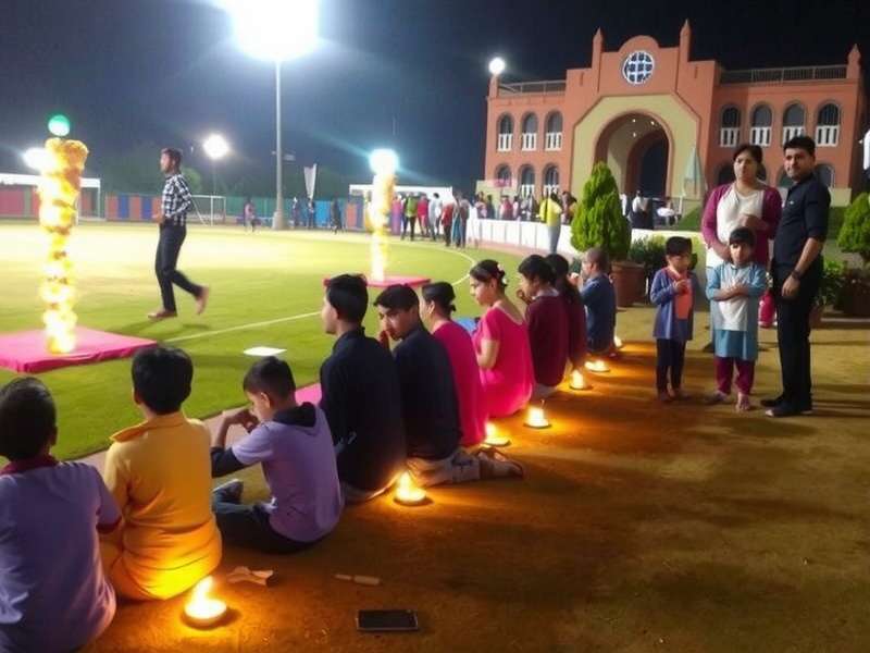 All Around Aces India Diwali event with cricket ground decorated with diyas, players in traditional clothes