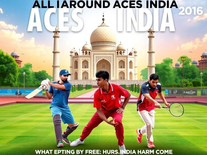 All Around Aces India cover showing Indian athletes playing cricket, kabaddi, and badminton with Taj Mahal in background